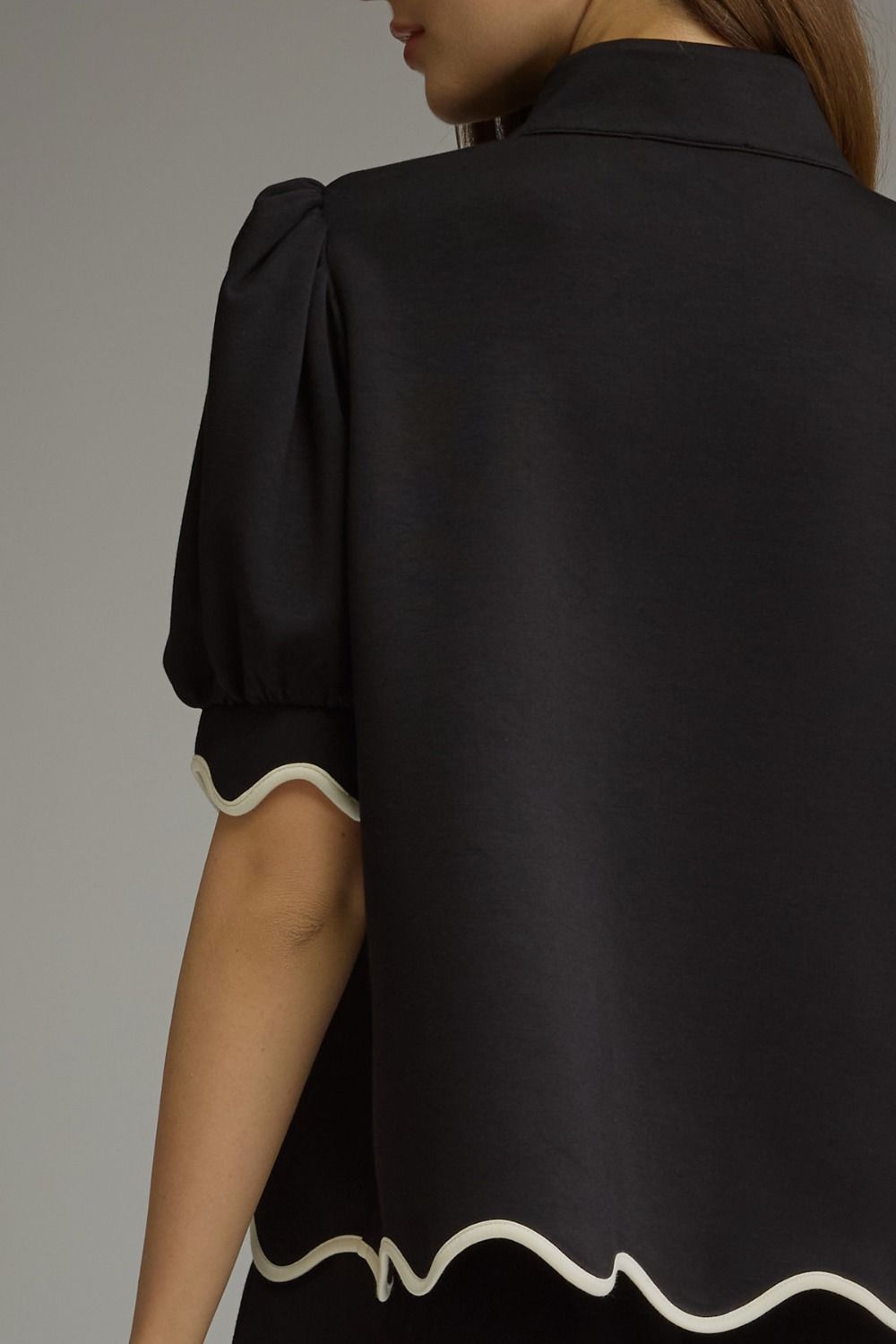 T31940 - Simply Chic Scallop Trim Top-05-Sweaters-Entro-Krista Anne's Boutique, Women's Fashion and Accessories Located in Oklahoma City, OK and Black Mountain, NC