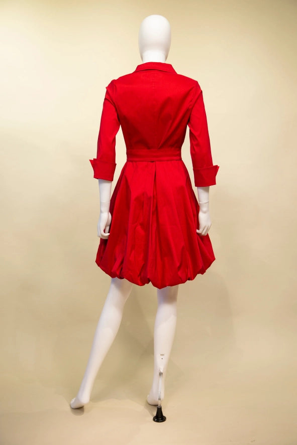 F23033 - Ruche Front Bubble Coat Dress-06-Dresses/Jumpsuits-Samuel Dong-Krista Anne's Boutique, Women's Fashion and Accessories Located in Oklahoma City, OK and Black Mountain, NC
