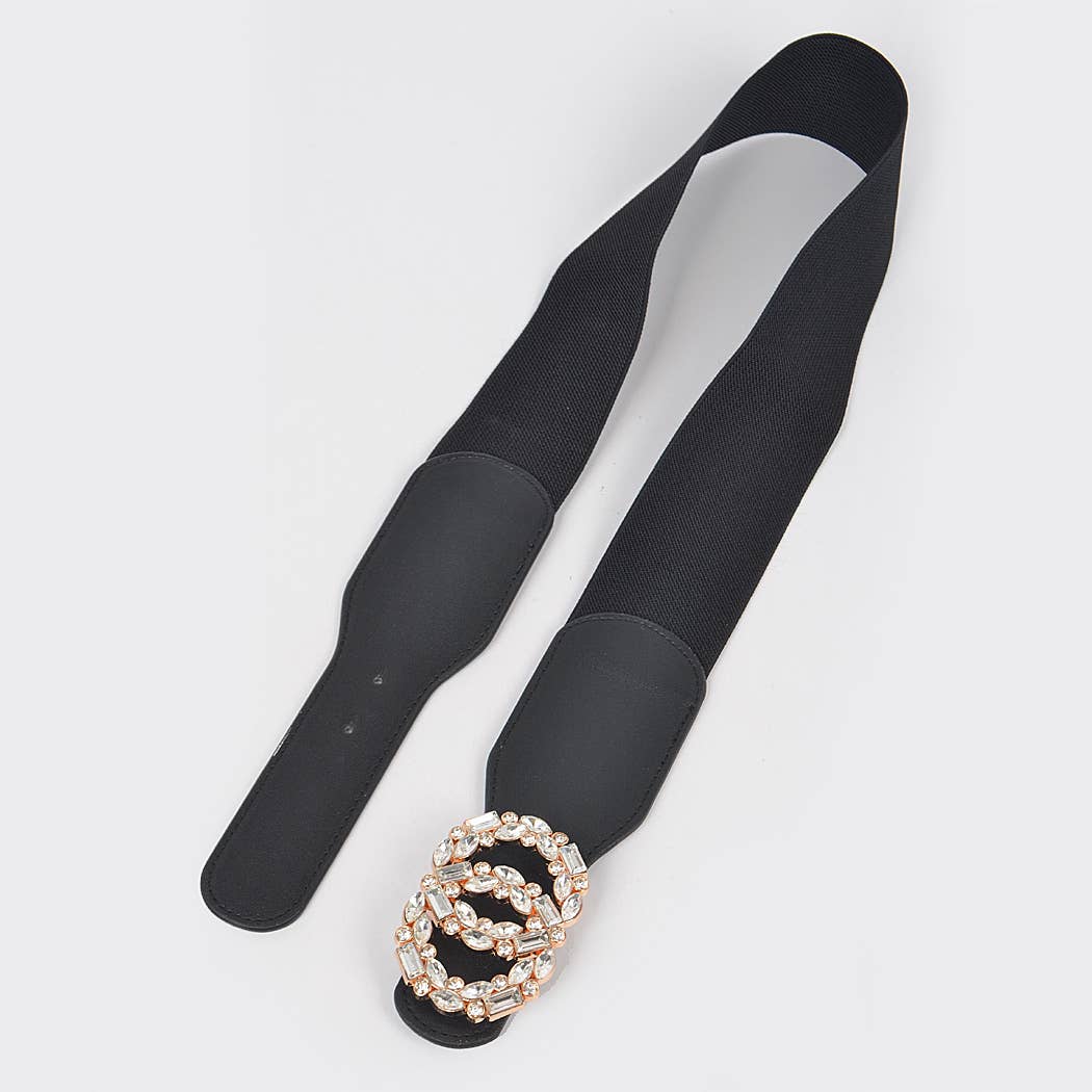 Double O Rhinestone Buckle Elastic Belt-09-Accessories-3AM BY H&D ACCESSORIES-Krista Anne's Boutique, Women's Fashion and Accessories Located in Oklahoma City, OK and Black Mountain, NC
