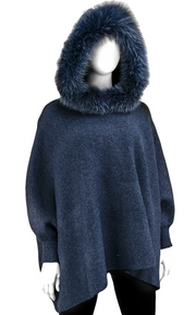 POYUW2 - Poncho w/ Fur Trimmed Hood