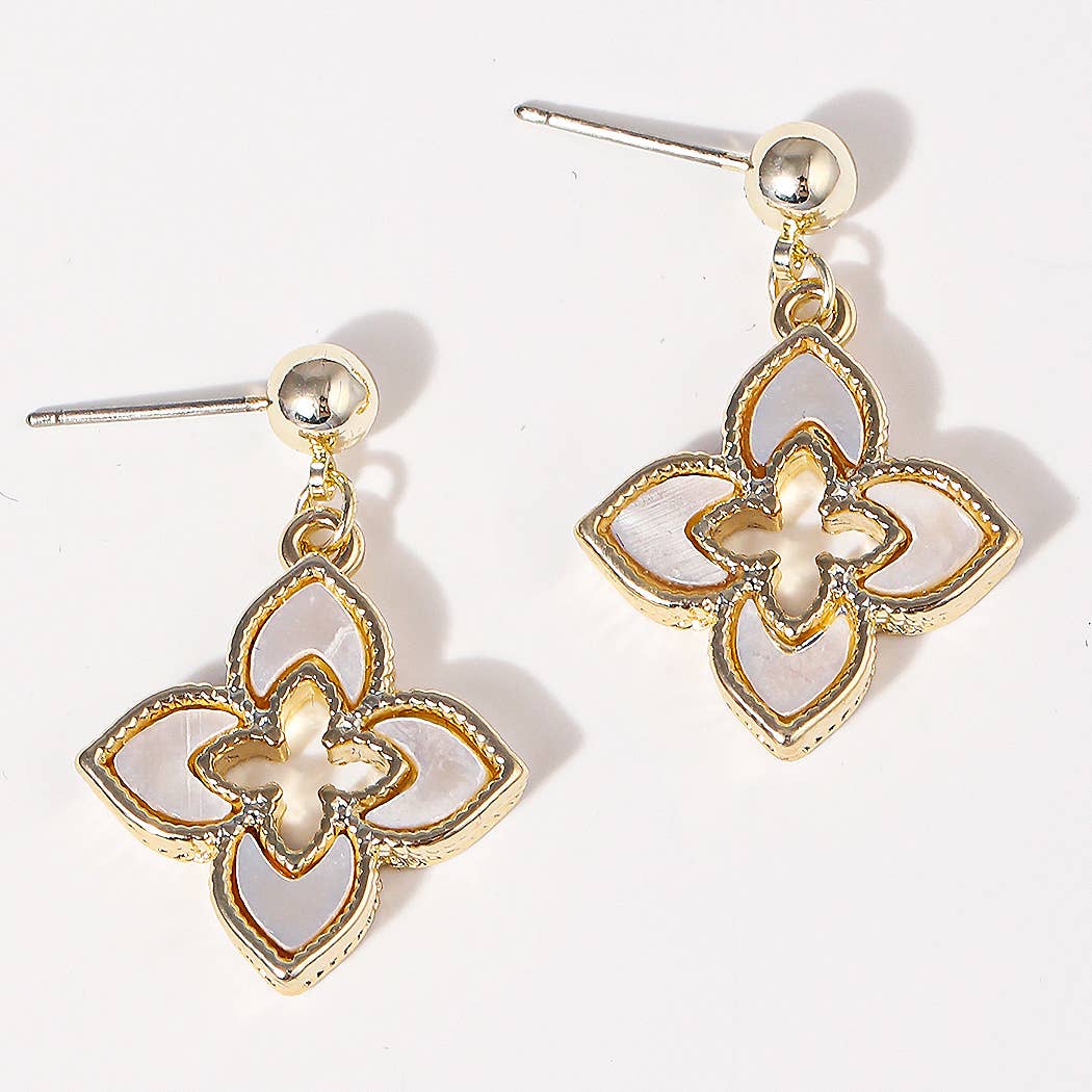 MOP Double Layer Clover 14K Plated Post Earrings-09-Accessories-Fashion City-Krista Anne's Boutique, Women's Fashion and Accessories Located in Oklahoma City, OK and Black Mountain, NC