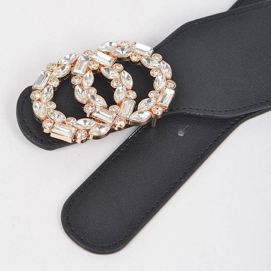 Double O Rhinestone Buckle Elastic Belt-09-Accessories-3AM BY H&D ACCESSORIES-Krista Anne's Boutique, Women's Fashion and Accessories Located in Oklahoma City, OK and Black Mountain, NC