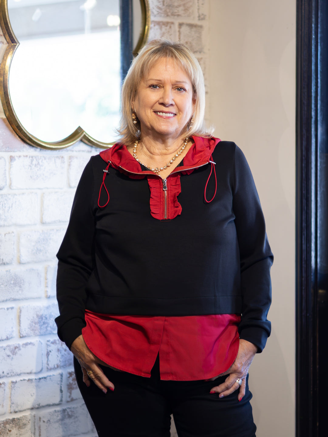 54325-K - Kaylee Top w/ Hood-02-Tops/Blouses-Joh-Krista Anne's Boutique, Women's Fashion and Accessories Located in Oklahoma City, OK and Black Mountain, NC