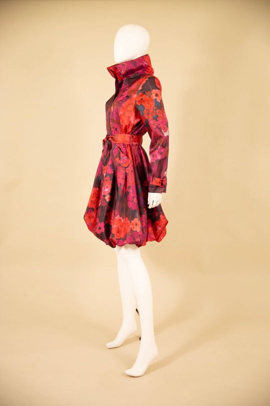 11665 - Printed Bubble Dress Trench Coat-06-Dresses/Jumpsuits-Samuel Dong-Krista Anne's Boutique, Women's Fashion and Accessories Located in Oklahoma City, OK and Black Mountain, NC