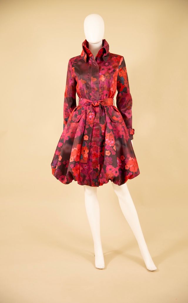 11665 - Printed Bubble Dress Trench Coat-06-Dresses/Jumpsuits-Samuel Dong-Krista Anne's Boutique, Women's Fashion and Accessories Located in Oklahoma City, OK and Black Mountain, NC