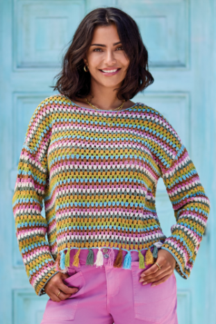 3034O-576 - Bell Sleeve Sweater w/ Tassel Trim-02-Tops/Blouses-Tribal-Krista Anne's Boutique, Women's Fashion and Accessories Located in Oklahoma City, OK and Black Mountain, NC