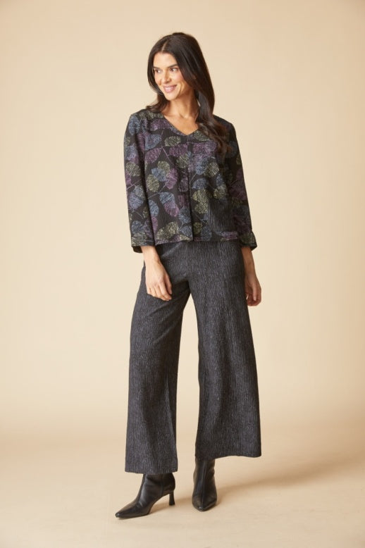 21002 - Leaves Inverted Pleat Top-02-Tops/Blouses-Habitat-Krista Anne's Boutique, Women's Fashion and Accessories Located in Oklahoma City, OK and Black Mountain, NC