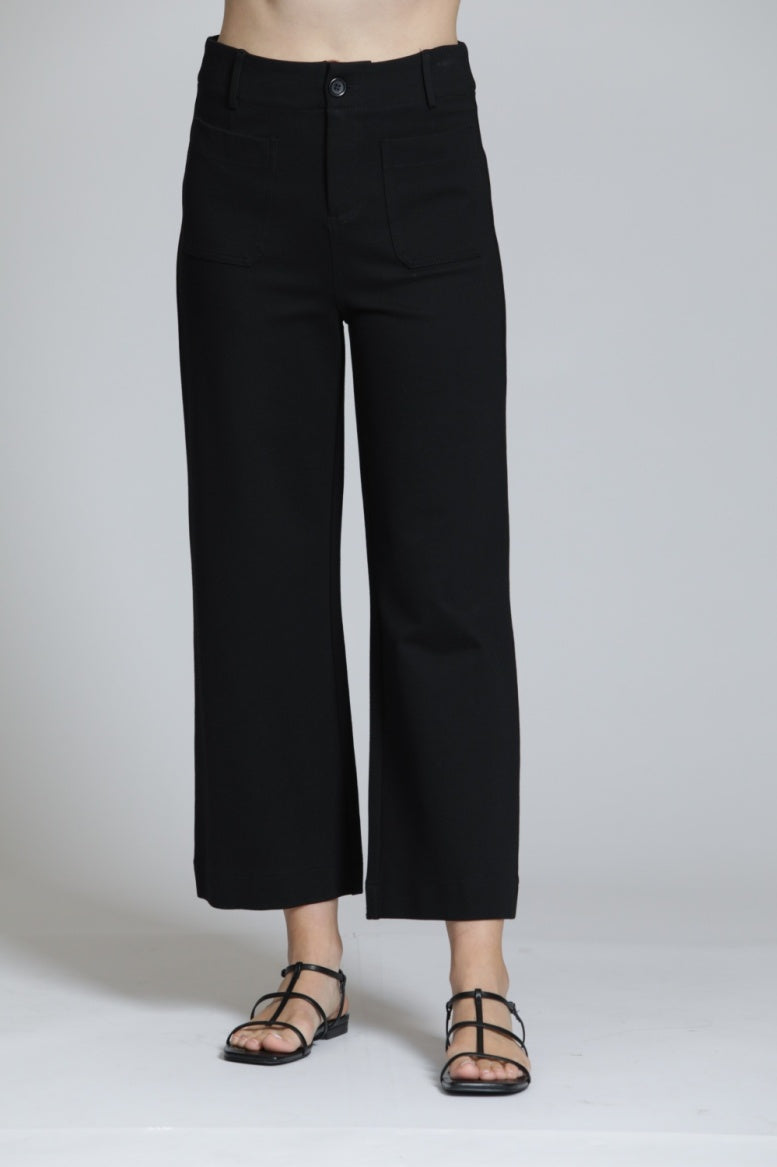 E168 - Ponte Cropped Wide Leg Pant W/Patch Pocket-04-Bottoms-Apny Apparel Inc-Krista Anne's Boutique, Women's Fashion and Accessories Located in Oklahoma City, OK and Black Mountain, NC