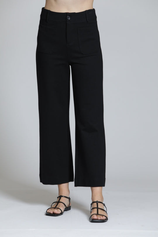 E168 - Ponte Cropped Wide Leg Pant W/Patch Pocket-04-Bottoms-Apny Apparel Inc-Krista Anne's Boutique, Women's Fashion and Accessories Located in Oklahoma City, OK and Black Mountain, NC