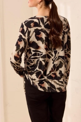 3168O-3457 - Side Ruched Leopard Blouse-02-Tops/Blouses-Tribal-Krista Anne's Boutique, Women's Fashion and Accessories Located in Oklahoma City, OK and Black Mountain, NC