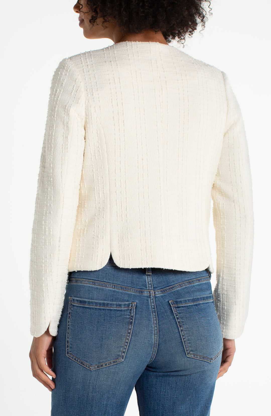 LM1C72BC10 - Collarless Jacket w/ Scallop Detail-01-Jackets/Blazers-Liverpool-Krista Anne's Boutique, Women's Fashion and Accessories Located in Oklahoma City, OK and Black Mountain, NC