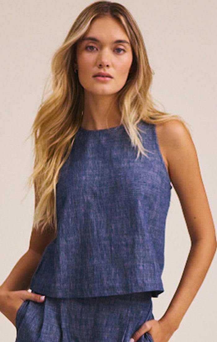 BNZM263619 - Chambray Mix Stevie Tank-03-Tees/Tanks-Nic+Zoe-Krista Anne's Boutique, Women's Fashion and Accessories Located in Oklahoma City, OK and Black Mountain, NC