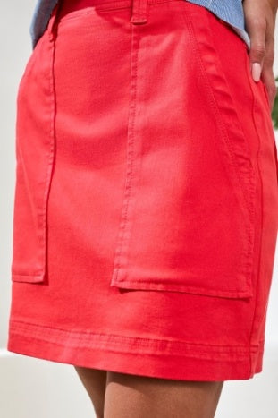 5787O-2020W - Audrey Denim Skort w/ Patch Pockets-04-Bottoms-Tribal-Krista Anne's Boutique, Women's Fashion and Accessories Located in Oklahoma City, OK and Black Mountain, NC