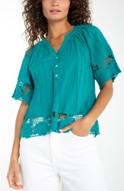 LM8K19EE51 - Lace Borders Blouse-02-Tops/Blouses-Liverpool-Krista Anne's Boutique, Women's Fashion and Accessories Located in Oklahoma City, OK and Black Mountain, NC