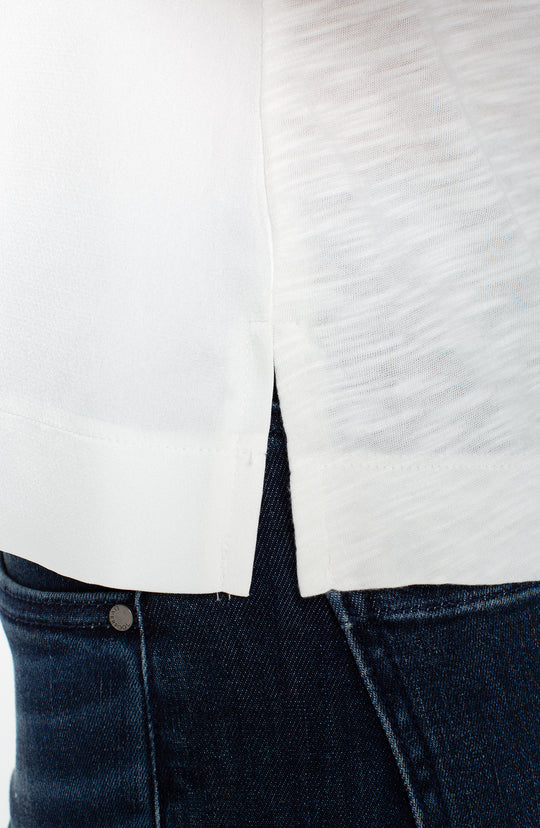 LM8K27PS6 - Sleeveless V-neck Woven-to-Knit Top-03-Tees/Tanks-Liverpool-Krista Anne's Boutique, Women's Fashion and Accessories Located in Oklahoma City, OK and Black Mountain, NC