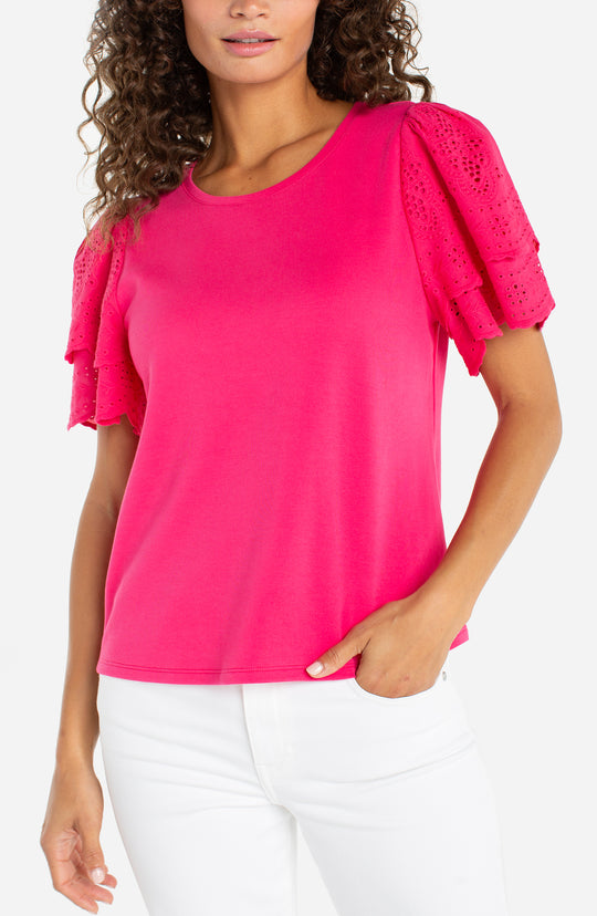 LM8K20K99E8 - Flutter Sleeve Tee-03-Tees/Tanks-Liverpool-Krista Anne's Boutique, Women's Fashion and Accessories Located in Oklahoma City, OK and Black Mountain, NC