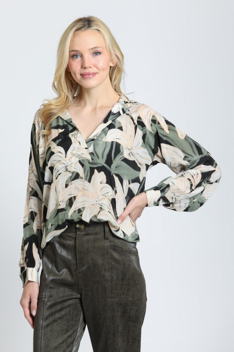 T16P/D-019D/NC - Half-Placket Pullover Blouse-02-Tops/Blouses-Apny Apparel Inc-Krista Anne's Boutique, Women's Fashion and Accessories Located in Oklahoma City, OK and Black Mountain, NC