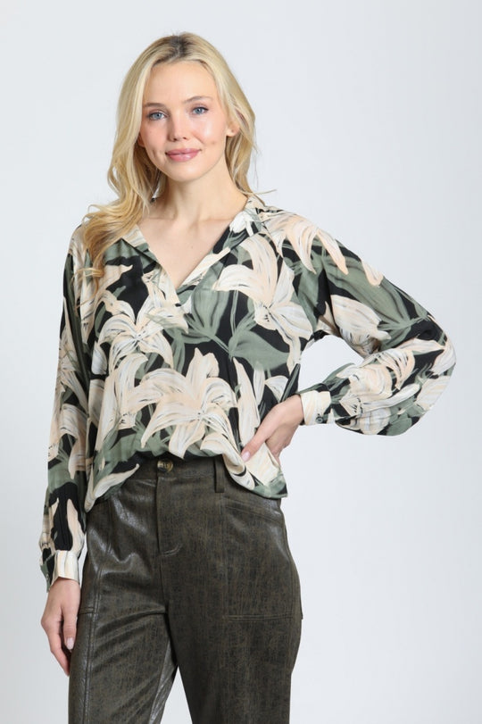 T16P/D-019D/NC - Half-Placket Pullover Blouse-02-Tops/Blouses-Apny Apparel Inc-Krista Anne's Boutique, Women's Fashion and Accessories Located in Oklahoma City, OK and Black Mountain, NC