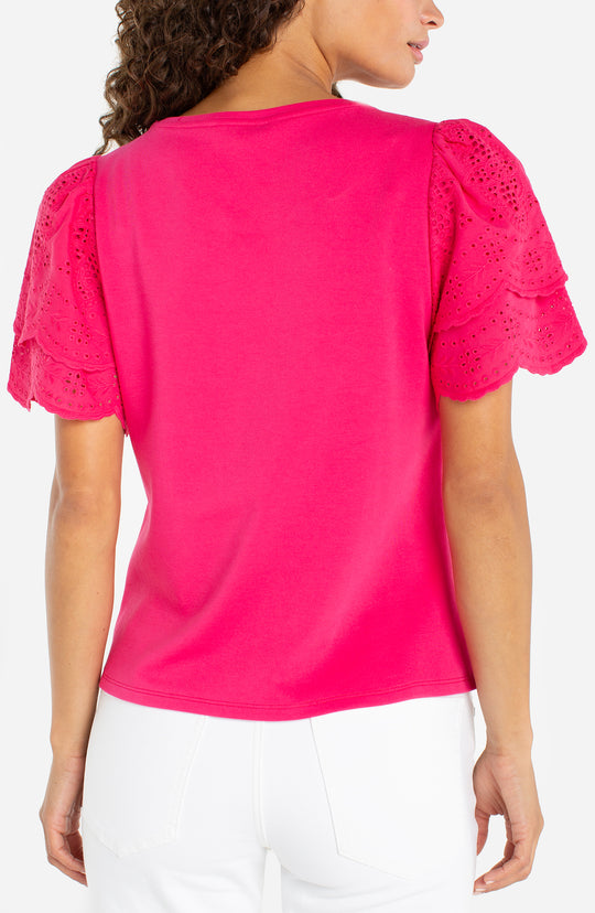 LM8K20K99E8 - Flutter Sleeve Tee-03-Tees/Tanks-Liverpool-Krista Anne's Boutique, Women's Fashion and Accessories Located in Oklahoma City, OK and Black Mountain, NC