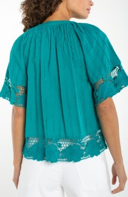 LM8K19EE51 - Lace Borders Blouse-02-Tops/Blouses-Liverpool-Krista Anne's Boutique, Women's Fashion and Accessories Located in Oklahoma City, OK and Black Mountain, NC