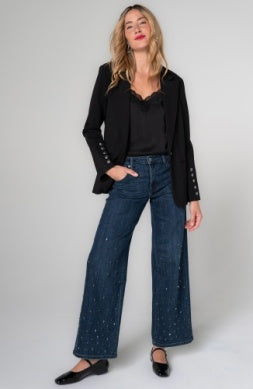 LM1C97M42 - Button Sleeve Detail Blazer-01-Jackets/Blazers-Liverpool-Krista Anne's Boutique, Women's Fashion and Accessories Located in Oklahoma City, OK and Black Mountain, NC