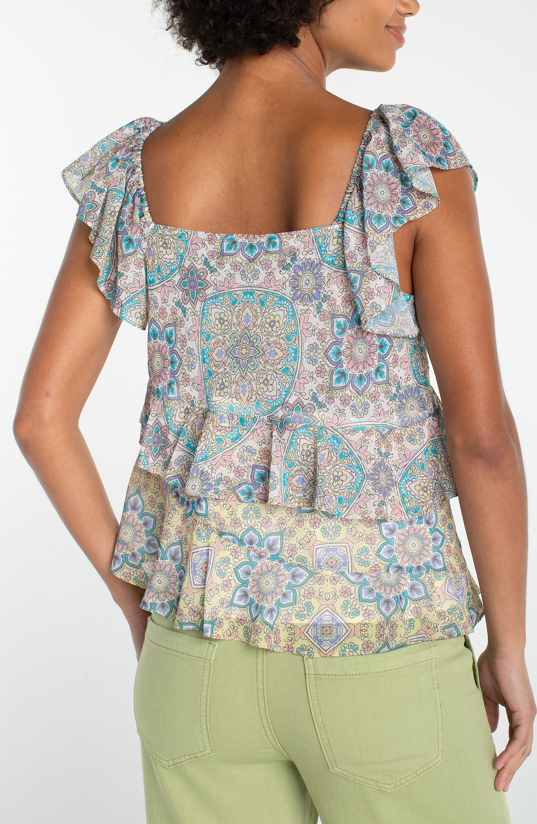 LM8K06PCP21 - Layered Ruffle Blouse-03-Tees/Tanks-Liverpool-Krista Anne's Boutique, Women's Fashion and Accessories Located in Oklahoma City, OK and Black Mountain, NC