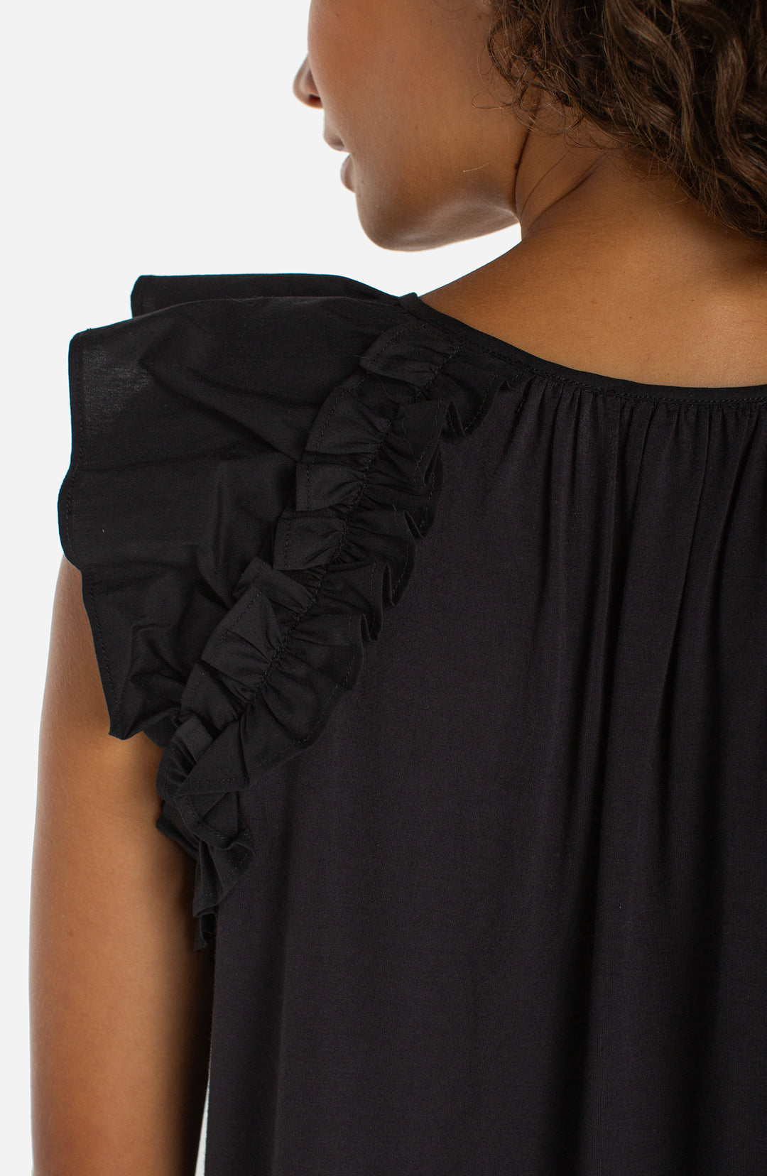 LM8K88PK4 - Flutter Sleeve Knit to Woven Top-03-Tees/Tanks-Liverpool-Krista Anne's Boutique, Women's Fashion and Accessories Located in Oklahoma City, OK and Black Mountain, NC
