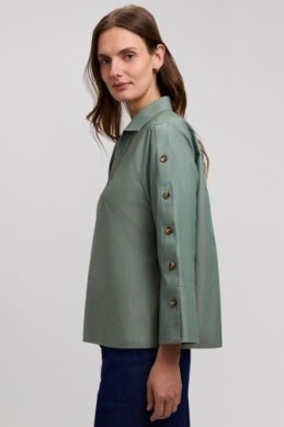 205559 - Lainey Button 3/4 Sleeve Blouse-02-Tops/Blouses-Foxcroft-Krista Anne's Boutique, Women's Fashion and Accessories Located in Oklahoma City, OK and Black Mountain, NC