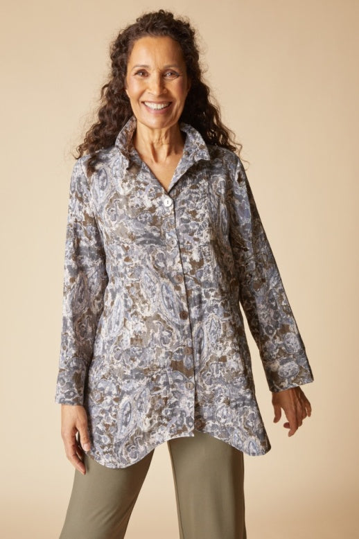 34819 - Destination Unknown Floral Artist Tunic-01-Jackets/Blazers-Habitat-Krista Anne's Boutique, Women's Fashion and Accessories Located in Oklahoma City, OK and Black Mountain, NC