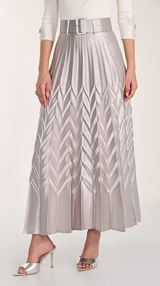 268519 - Pleated Skirt w/ Belt-04-Bottoms-Frank Lyman-Krista Anne's Boutique, Women's Fashion and Accessories Located in Oklahoma City, OK and Black Mountain, NC