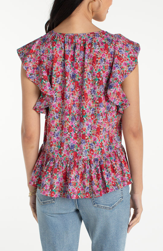 LM8K65PW3P43 - Flutter Accent Blouse-03-Tees/Tanks-Liverpool-Krista Anne's Boutique, Women's Fashion and Accessories Located in Oklahoma City, OK and Black Mountain, NC