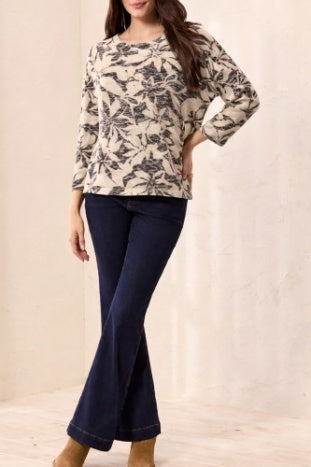 6124O-1619 - Printed Crew Neck Top-05-Sweaters-Tribal-Krista Anne's Boutique, Women's Fashion and Accessories Located in Oklahoma City, OK and Black Mountain, NC