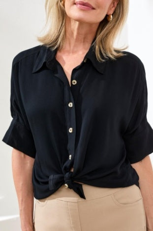 3112O-8386 - Button Front Half Sleeve Blouse-02-Tops/Blouses-Tribal-Krista Anne's Boutique, Women's Fashion and Accessories Located in Oklahoma City, OK and Black Mountain, NC