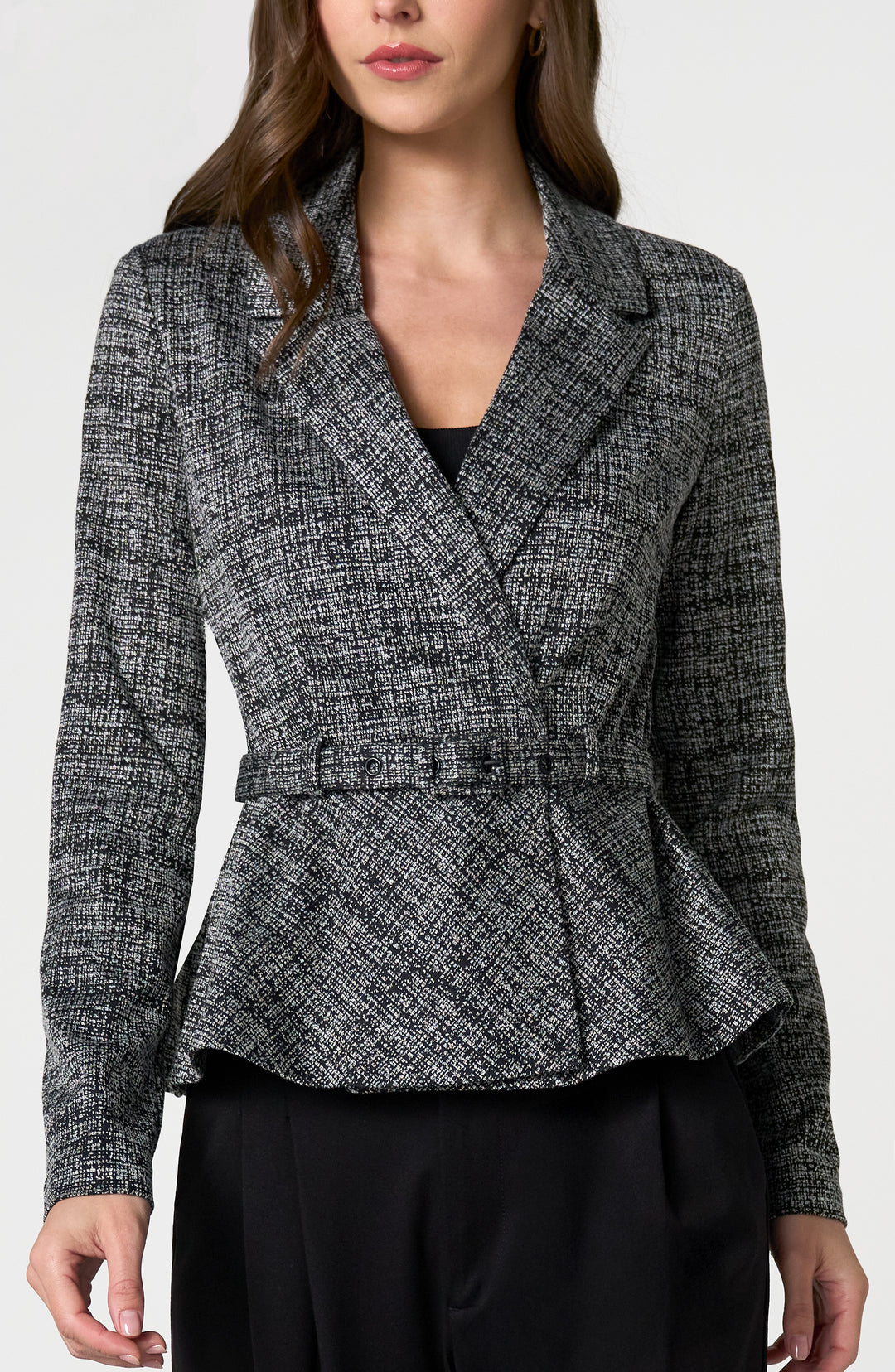 LM1D38TL92 - Belted Peplum Blazer-01-Jackets/Blazers-Liverpool-Krista Anne's Boutique, Women's Fashion and Accessories Located in Oklahoma City, OK and Black Mountain, NC