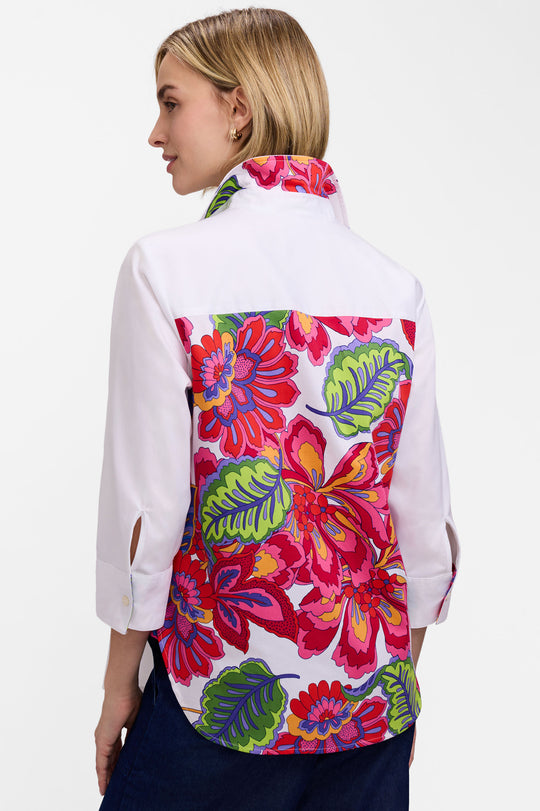 205573 - Meghan 3/4 Paradise Blooms Mix Shirt-02-Tops/Blouses-Foxcroft-Krista Anne's Boutique, Women's Fashion and Accessories Located in Oklahoma City, OK and Black Mountain, NC