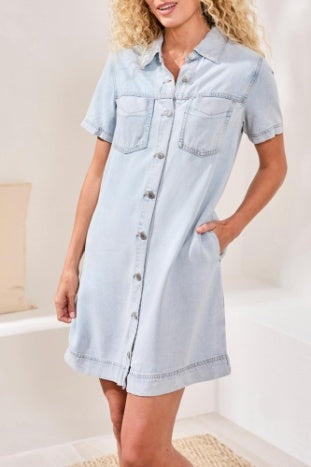 6143O-1116 - Denim Shirt Dress-06-Dresses/Jumpsuits-Tribal-Krista Anne's Boutique, Women's Fashion and Accessories Located in Oklahoma City, OK and Black Mountain, NC