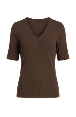 LM8A11K40 - Double Layer V-Neck 1/2 Sleeve Rib Knit Top-02-Tops/Blouses-Liverpool-Krista Anne's Boutique, Women's Fashion and Accessories Located in Oklahoma City, OK and Black Mountain, NC