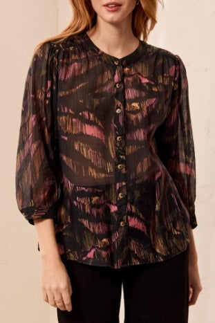 5539O-4996 - Abstract Print Flowy Blouse-02-Tops/Blouses-Tribal-Krista Anne's Boutique, Women's Fashion and Accessories Located in Oklahoma City, OK and Black Mountain, NC