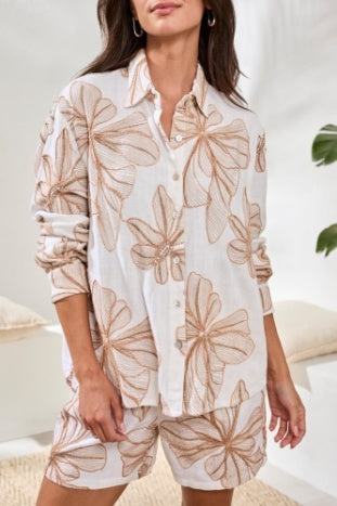3001O-8377 - Button Front Blouse-02-Tops/Blouses-Tribal-Krista Anne's Boutique, Women's Fashion and Accessories Located in Oklahoma City, OK and Black Mountain, NC