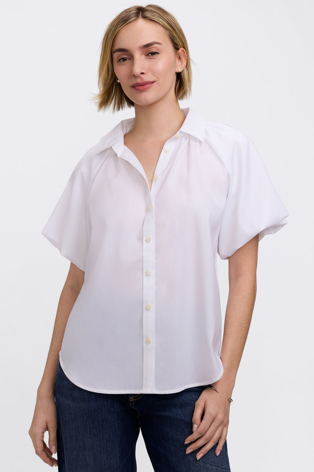 205600 - Paula Puff Short Sleeve Top-02-Tops/Blouses-Foxcroft-Krista Anne's Boutique, Women's Fashion and Accessories Located in Oklahoma City, OK and Black Mountain, NC
