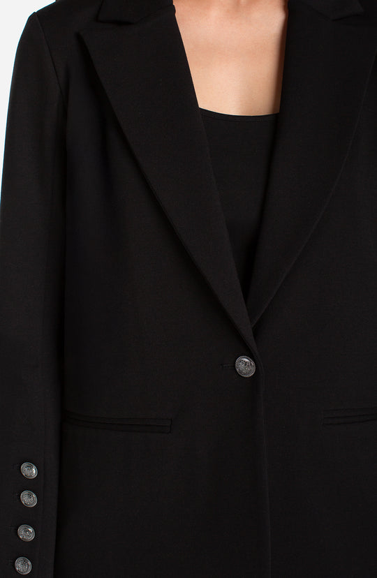 LM1C97M42 - Button Sleeve Detail Blazer-01-Jackets/Blazers-Liverpool-Krista Anne's Boutique, Women's Fashion and Accessories Located in Oklahoma City, OK and Black Mountain, NC