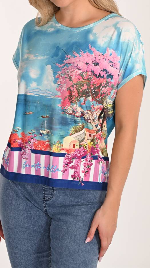 266276 - Coastal Cherry Blossom Tee-03-Tees/Tanks-Frank Lyman-Krista Anne's Boutique, Women's Fashion and Accessories Located in Oklahoma City, OK and Black Mountain, NC