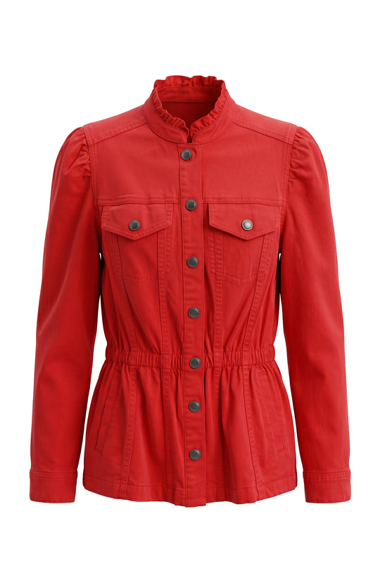LM1D33L12 - Puff Sleeve Trucker Jacket-01-Jackets/Blazers-Liverpool-Krista Anne's Boutique, Women's Fashion and Accessories Located in Oklahoma City, OK and Black Mountain, NC