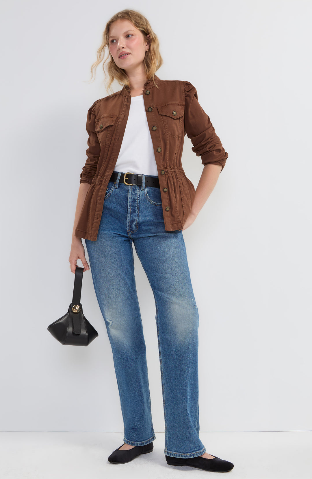 LM1D33L12 - Puff Sleeve Trucker Jacket-01-Jackets/Blazers-Liverpool-Krista Anne's Boutique, Women's Fashion and Accessories Located in Oklahoma City, OK and Black Mountain, NC