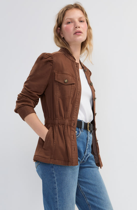 LM1D33L12 - Puff Sleeve Trucker Jacket-01-Jackets/Blazers-Liverpool-Krista Anne's Boutique, Women's Fashion and Accessories Located in Oklahoma City, OK and Black Mountain, NC