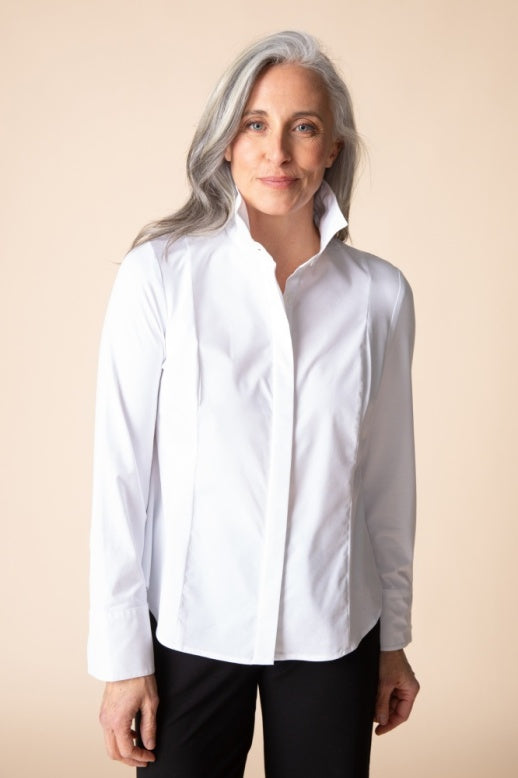 15601 - Knit Mix Hidden Placket Blouse-02-Tops/Blouses-Habitat-Krista Anne's Boutique, Women's Fashion and Accessories Located in Oklahoma City, OK and Black Mountain, NC