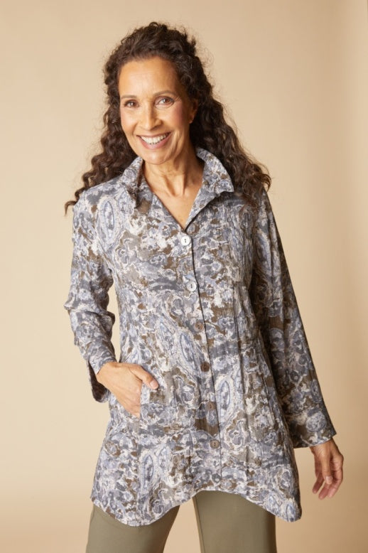 34819 - Destination Unknown Floral Artist Tunic-01-Jackets/Blazers-Habitat-Krista Anne's Boutique, Women's Fashion and Accessories Located in Oklahoma City, OK and Black Mountain, NC