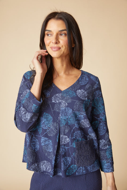 21002 - Leaves Inverted Pleat Top-02-Tops/Blouses-Habitat-Krista Anne's Boutique, Women's Fashion and Accessories Located in Oklahoma City, OK and Black Mountain, NC