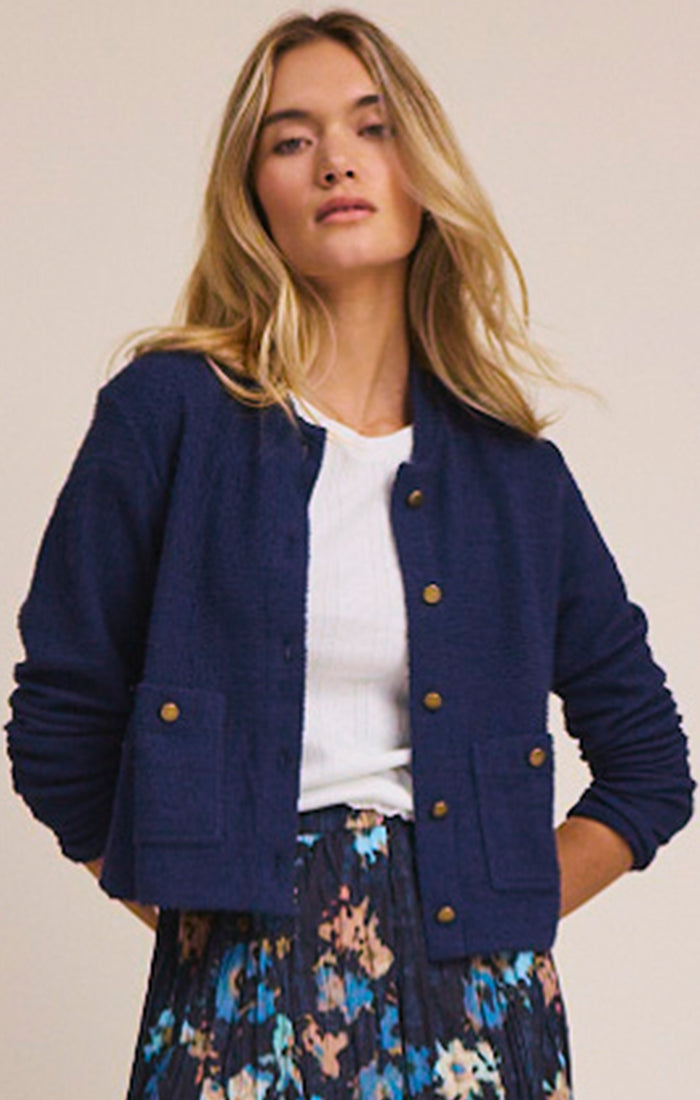 BNZM263008 - Textured Knit Bomber Jacket-01-Jackets/Blazers-Nic+Zoe-Krista Anne's Boutique, Women's Fashion and Accessories Located in Oklahoma City, OK and Black Mountain, NC