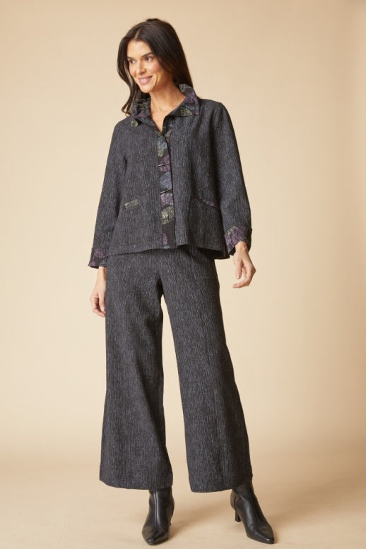21048 - Crinkle Crepe Leaves Luna Jacket-01-Jackets/Blazers-Habitat-Krista Anne's Boutique, Women's Fashion and Accessories Located in Oklahoma City, OK and Black Mountain, NC